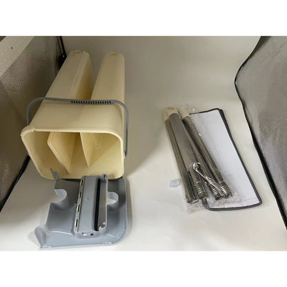 Set de curatenie selexmo, mop si galeata, galeata 6 l, 2 rezerve microfibra incluse, design modern, pentru interior, material plastic, peri sintetici, plat, cu storcere, bej
