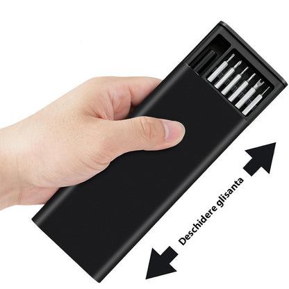 Set de Surubelnite 24-in-1 cu Clichet, Set de Uz Casnic pentru Repararea Electronicelor Mici, Maner durabil Negru, 26.5 x 15 x 1.5 cm