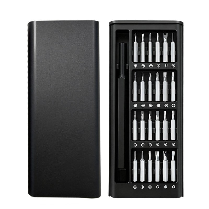 Set de Surubelnite 24-in-1 cu Clichet, Set de Uz Casnic pentru Repararea Electronicelor Mici, Maner durabil Negru, 26.5 x 15 x 1.5 cm