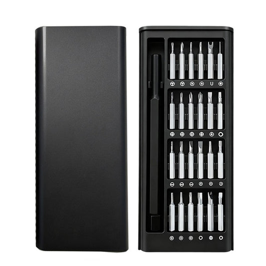 Set de Surubelnite 24-in-1 cu Clichet, Set de Uz Casnic pentru Repararea Electronicelor Mici, Maner durabil Negru, 26.5 x 15 x 1.5 cm
