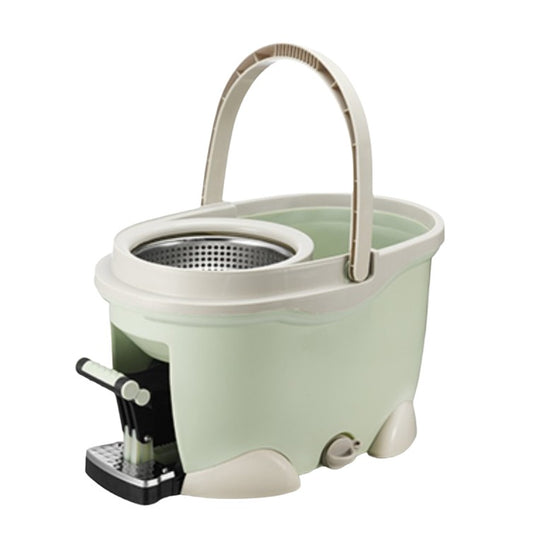 Set Galeata cu Pedala si Mop Rotativ 360°, selexmo, Cu Actiune Centrifuga x4, Pentru Uz Casnic, Maner din Otel Inoxidabil Telescopic, 2 Capte din Bumbac, 46x30x28 cm, Verde Matcha
