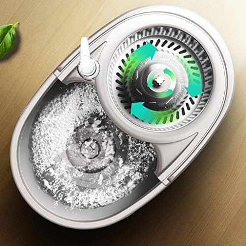 Set Galeata si Mop Rotativ 360°, selexmo, Cu Dubla Actiune Centrifuga, Pentru Uz Casnic, Maner din Otel Inoxidabil Telescopic, 2 Capte din Bumbac, 46x27x29 cm, Alb