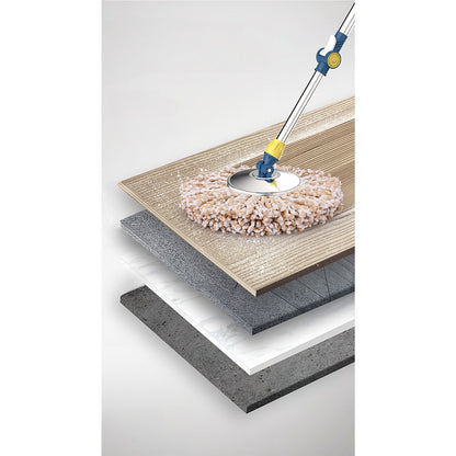 Set Galeata si Mop Rotativ 360°, selexmo, Cu Dubla Actiune Centrifuga, Pentru Uz Casnic, Maner din Otel Inoxidabil Telescopic, 2 Capte din Bumbac, 46x27x29 cm, Roz