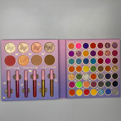 Trusa de machiaj, paleta Kevin&Coco cu 53 de farduri, iluminator, corector si rujuri, Flippy