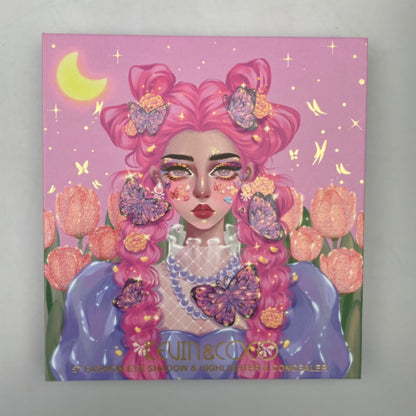 Trusa de machiaj, paleta Kevin&Coco cu 53 de farduri, iluminator, corector si rujuri, Flippy