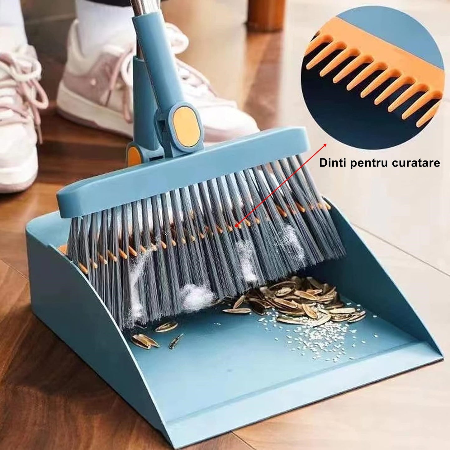 Kit de matura si faras cu coada - rotativ, pliabil, detasabil, cu dinti de pieptene pentru curatare eficienta, din otel inoxidabil si polipropilena