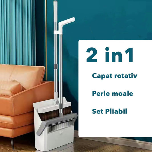 Set Matura si Faras cu Coada selexmo, cu Dinti de Pieptene pentru Curatare Matura, rotativ, pliabil, detasabil, Otel inoxidabil si Polipropilena, 99 x 30 cm Gri