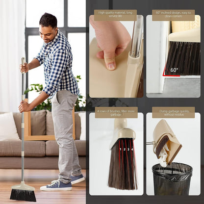 Set matura si faras cu coada, selexmo, Pentru uz casnic, Plastic/Otel, Maro/Bej, Depozitare verticala, 26x25.5x83 cm