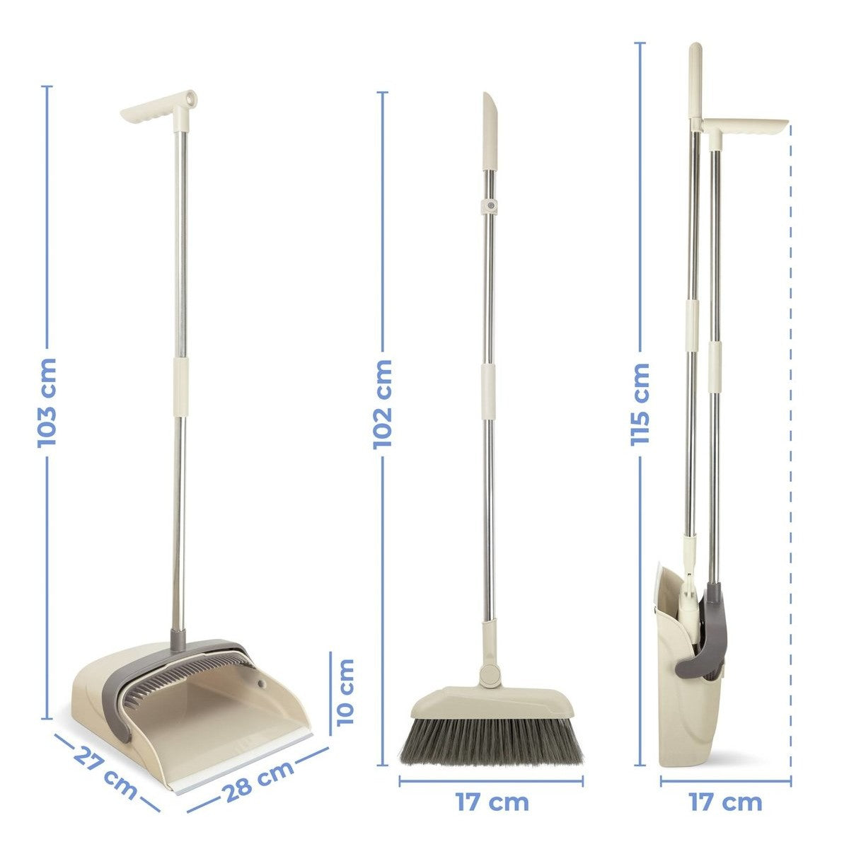 Set matura si faras cu coada, selexmo, Pentru uz casnic, Plastic/Otel, Maro/Bej, Depozitare verticala, 26x25.5x83 cm