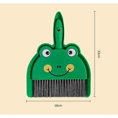 Set Mini Matura si Faras, selexmo, LITTLE CLEANER, Uz Casnic, pentru Birou, Bucatarie, Casa, Model Broscuta, 23 x 18 cm, Verde