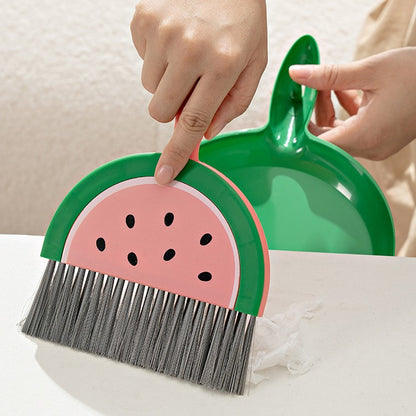 Set Mini Matura si Faras, selexmo, LITTLE CLEANER, Uz Casnic, pentru Birou, Bucatarie, Casa, Model Pepene Verde, 23 x 18 cm Roz-Verde