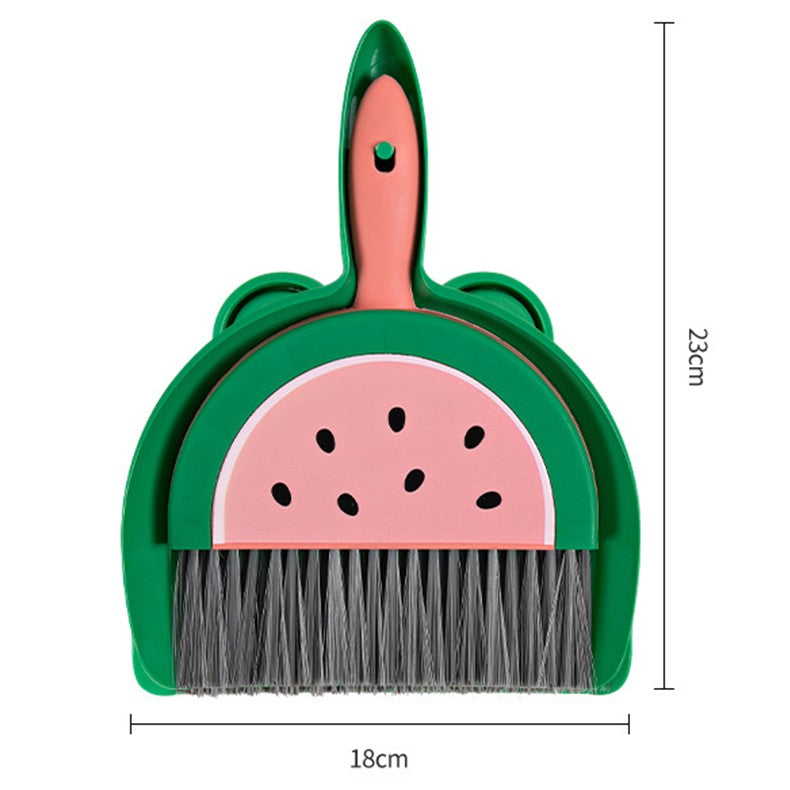 Set Mini Matura si Faras, selexmo, LITTLE CLEANER, Uz Casnic, pentru Birou, Bucatarie, Casa, Model Pepene Verde, 23 x 18 cm Roz-Verde