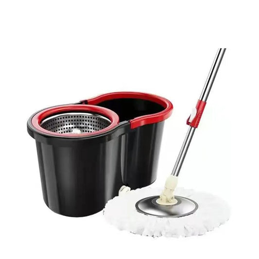 Set mop rotativ cu galeata selexmo, material plastic si microfibra, rezistent, cu dop scurgere, vas detasabil, pentru interior, capacitate 8 l, negru/rosu