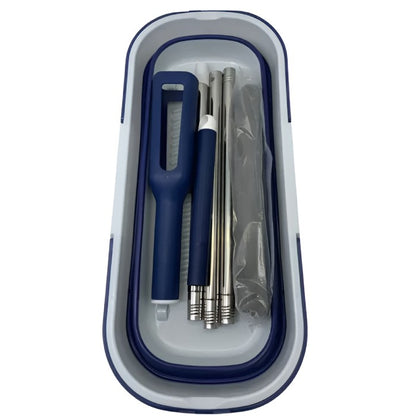 Set Mop Telescopic cu Galeata Pliabila, selexmo, Albastru, 32 cm, Maner Reglabil 140 cm, Sistem de Stoarcere Eficient