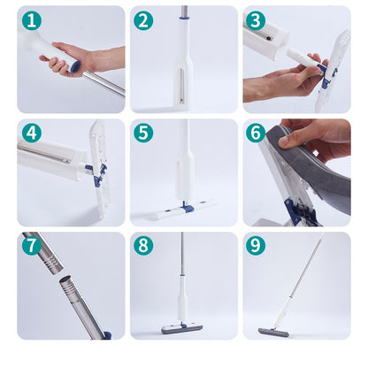 Set Mop Telescopic cu Galeata Pliabila, selexmo, Albastru, 32 cm, Maner Reglabil 140 cm, Sistem de Stoarcere Eficient