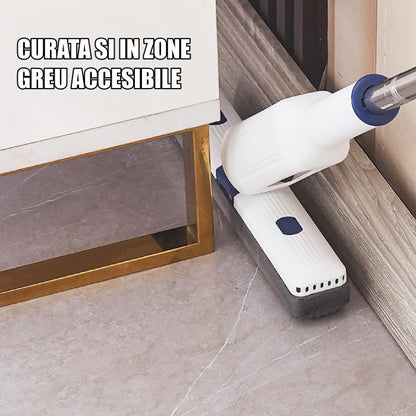 Set Mop Telescopic cu Galeata Pliabila, selexmo, Gri, 32 cm, Maner Reglabil 140 cm, Sistem de Stoarcere Usor si Eficient