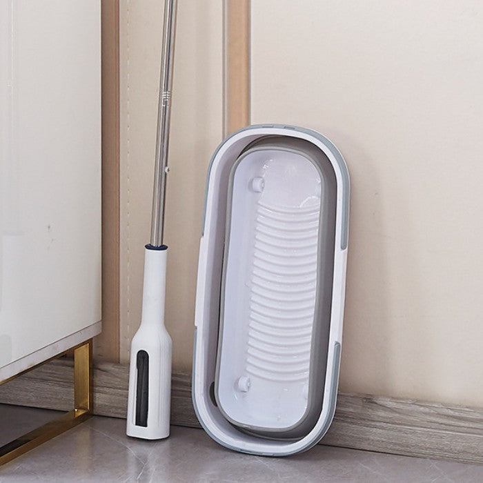 Set Mop Telescopic cu Galeata Pliabila, selexmo, Gri, 32 cm, Maner Reglabil 140 cm, Sistem de Stoarcere Usor si Eficient