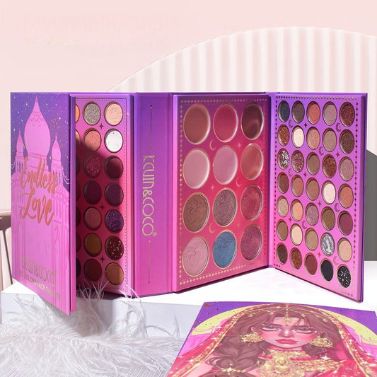 Paleta de Machiaj, KEVIN &amp; COCO, Girl Power, Fard de Pleoape, Iluminator, Blush Cremos, 117 culori, 19 x 14.8 x 3.4 cm