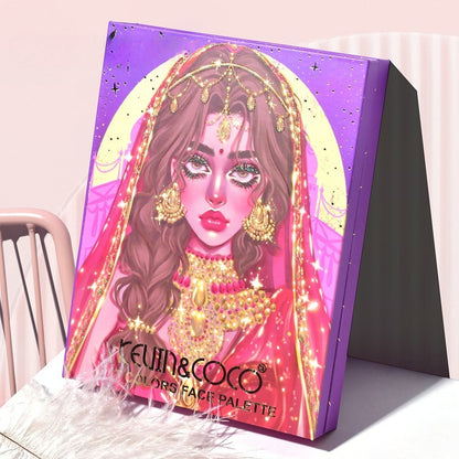 Paleta de Machiaj, KEVIN &amp; COCO, Girl Power, Fard de Pleoape, Iluminator, Blush Cremos, 117 culori, 19 x 14.8 x 3.4 cm