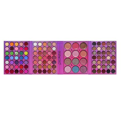 Paleta de Machiaj, KEVIN &amp; COCO, Girl Power, Fard de Pleoape, Iluminator, Blush Cremos, 117 culori, 19 x 14.8 x 3.4 cm