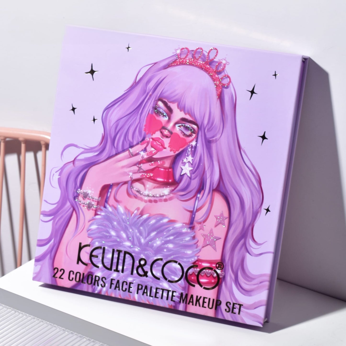 Set 4 Produse de Machiaj, KEVIN &amp; COCO, Vanilla Queen, 22 culori, 19.7 x 21.2 x 2.5 cm