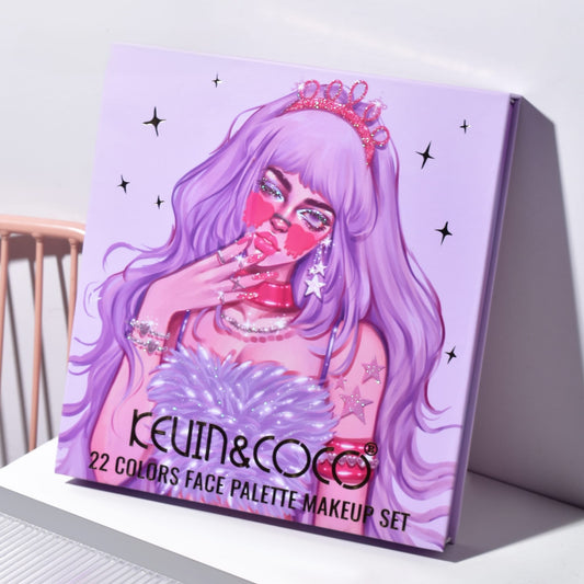 Set 4 Produse de Machiaj, KEVIN &amp; COCO, Vanilla Queen, 22 culori, 19.7 x 21.2 x 2.5 cm