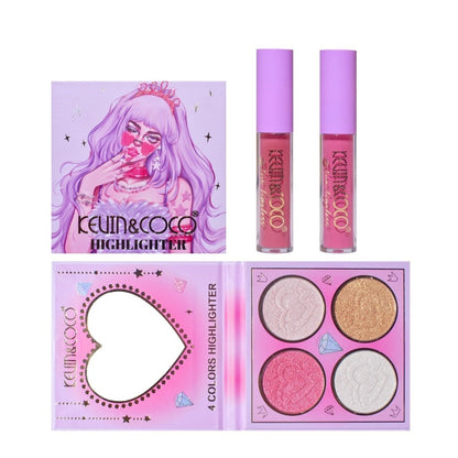 Set 4 Produse de Machiaj, KEVIN &amp; COCO, Vanilla Queen, 22 culori, 19.7 x 21.2 x 2.5 cm