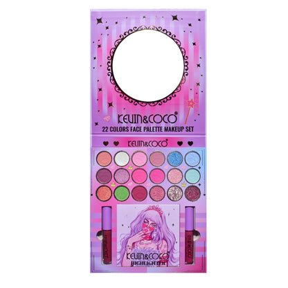 Set 4 Produse de Machiaj, KEVIN &amp; COCO, Vanilla Queen, 22 culori, 19.7 x 21.2 x 2.5 cm
