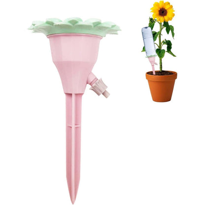 Set picuratoare cu valva pentru irigare selexmo, design floare, viteza reglabila, fixare prin infigere, practic, 16.8 x 9 cm, roz