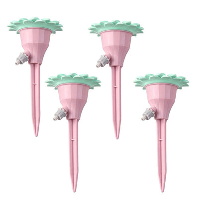 Set picuratoare cu valva pentru irigare selexmo, design floare, viteza reglabila, fixare prin infigere, practic, 16.8 x 9 cm, roz