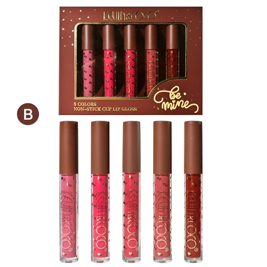 Set Rujuri de Buze, KEVIN &amp; COCO, Be Mine 5 Culori, 14.4 x 10.9 x 2.5 cm, Roz/Rosu, Varianta B