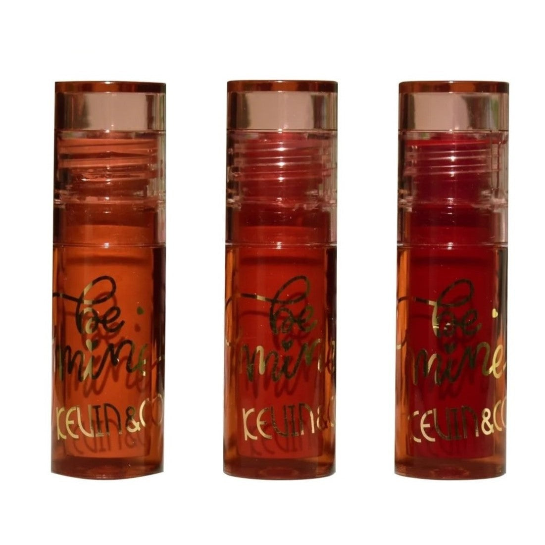 Set Rujuri de Buze Lucioase, KEVIN &amp; COCO, Be Mine 3 Culori, Lip-Gloss, 11 x 7.3 x 2.7cm, Roz-Rosu, Varianta B
