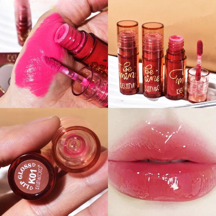 Set Rujuri de Buze Mate, KEVIN &amp; COCO, Be Mine 3 Culori, Lip-Gloss, 11 x 7.3 x 2.7cm, Roz, Varianta A