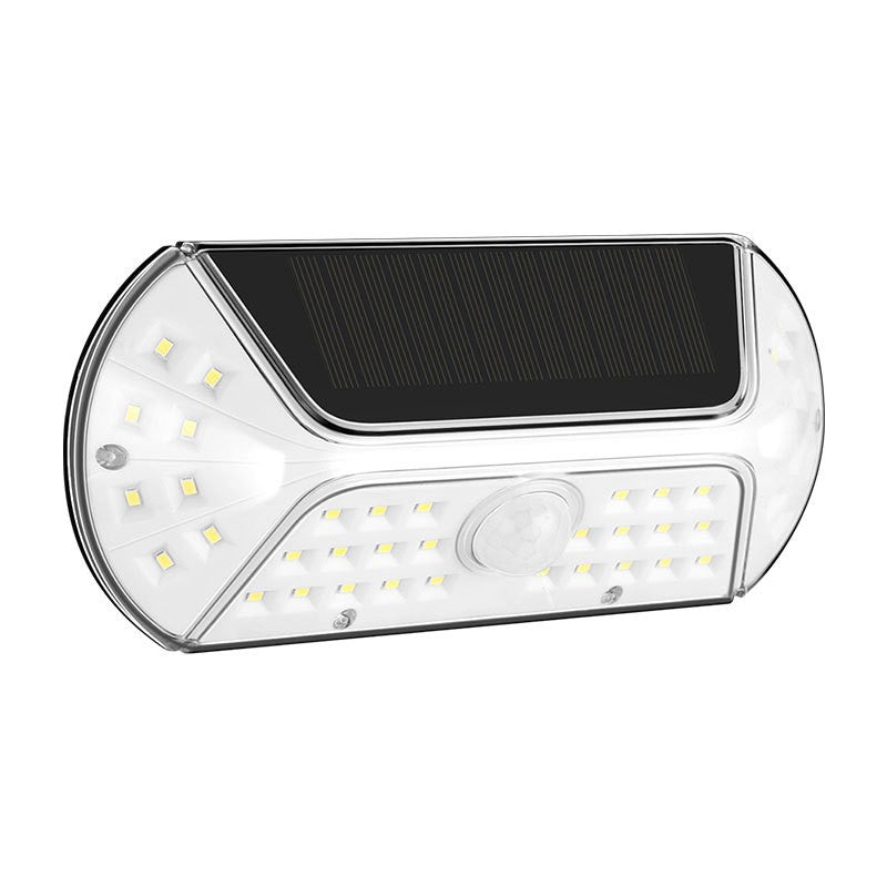 Aplica solara LED SMD pentru perete Selexmo, cu senzor de miscare, dreptunghiulara, IP44, luminozitate mare 40 LED-uri, 3.7V, 1200mah, autonomie 8 ore, 19.2 x 8.9 cm, alb rece