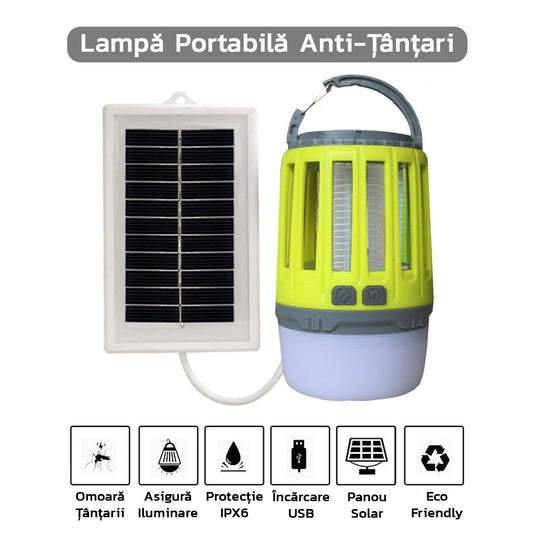 LAMPĂ UV ANTIINSECTE, ANTI MUSTE, ANTI TANTARI, CU ACUMULATOR REINCARCABIL PRIN USB, PORTABIL, 3.7 V, 200 LUMENI, 8.5 X 13.3 CM, VERDE