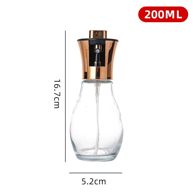 Sticla de ulei cu Pulverizator, selexmo, Sticla pentru Lichide de Bucatarie, Otet, Sos, 16.7 x 5.2 cm, Volum 200 ml, Roz Gold