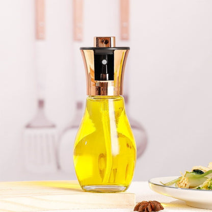 Sticla de ulei cu Pulverizator, selexmo, Sticla pentru Lichide de Bucatarie, Otet, Sos, 16.7 x 5.2 cm, Volum 200 ml, Roz Gold