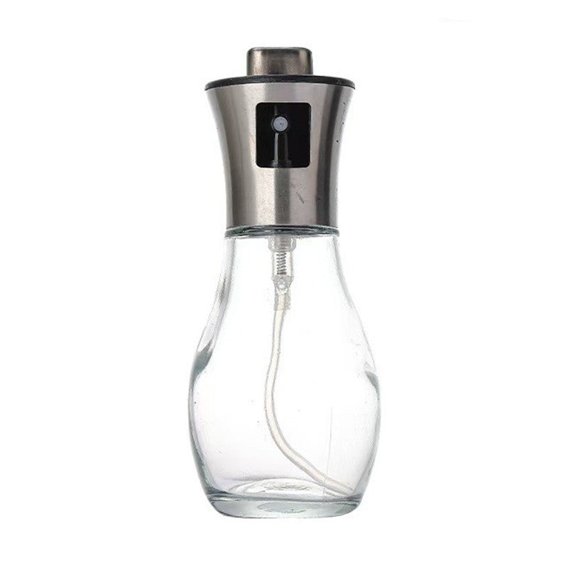 Sticla de ulei cu Pulverizator, selexmo, Sticla pentru Lichide de Bucatarie, Otet, Sos, 16.7 x 5.2 cm, Volum 200 ml, Gri