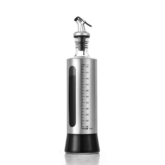 Sticla de ulei, selexmo, Sticla de Ulei din Otel Inoxidabil, Sticla pentru Lichide de Bucatarie, Sticla pentru Lichide de Gatit, 28.5 x 7.5 cm, volum 500 ml, Gri Transparent