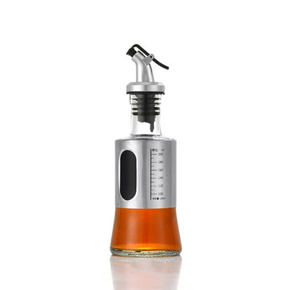 Sticla de ulei, selexmo, Sticla de Ulei din Otel Inoxidabil, Sticla pentru Lichide de Bucatarie, Sticla pentru Lichide de Gatit, 19 x 6.5 cm, volum 200 ml, Gri Transparent