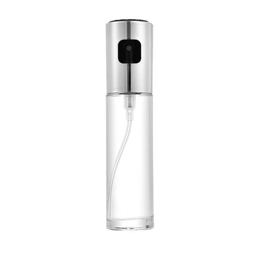 Sticla Pulverizator pentru Bucatariei, selexmo, Spray pentru Gratar, din Sticla cu Capac din Inox, 18 x 4.2 cm, volum 100 ml, Trasnparenta cu Capac Gri