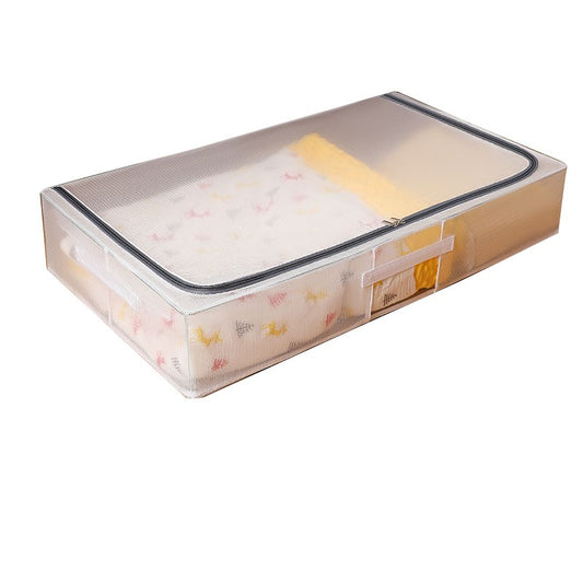 Cutie de Depozitare, selexmo, pentru Haine, Incaltaminte, din Plasa PVC Impermeabila si Manere Laterale, Pliabila, Fermoar Bidirectional, 80 x 47 x 15 cm Transparenta