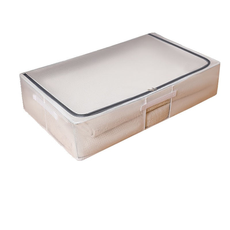Cutie de Depozitare, selexmo, pentru Haine, Incaltaminte, din Plasa PVC Impermeabila si Manere Laterale, Pliabila, Fermoar Bidirectional, 80 x 47 x 18 cm, Transparenta