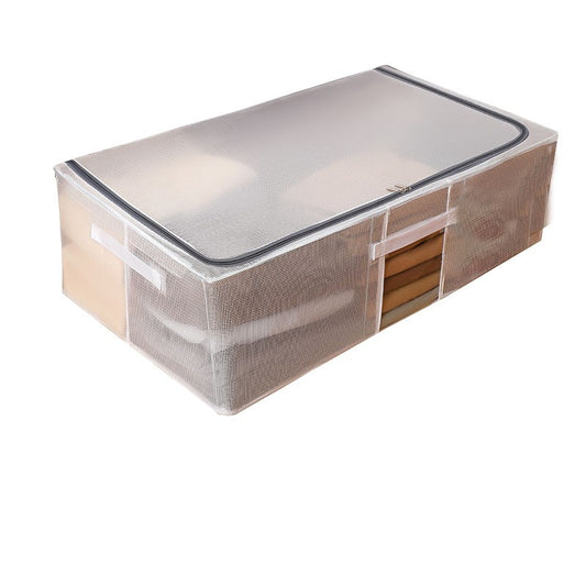 Cutie de Depozitare, selexmo, pentru Haine, Incaltaminte, din Plasa PVC Impermeabila si Manere Laterale, Pliabila, Fermoar Bidirectional, 80 x 47 x 24 cm, Transparenta