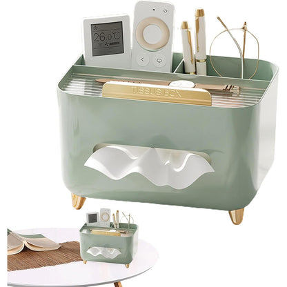 Suport pentru Servetele, selexmo, Cutie Multifunctionala, Design Minimalist, ABS, cu Suport pentru Obiectele Personale, pentru Birou, 21x15x13 cm, Verde