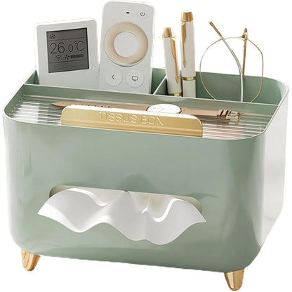 Suport pentru Servetele, selexmo, Cutie Multifunctionala, Design Minimalist, ABS, cu Suport pentru Obiectele Personale, pentru Birou, 21x15x13 cm, Verde