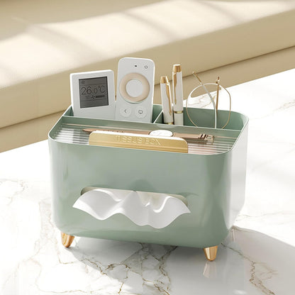 Suport pentru Servetele, selexmo, Cutie Multifunctionala, Design Minimalist, ABS, cu Suport pentru Obiectele Personale, pentru Birou, 21x15x13 cm, Verde