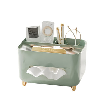 Suport pentru Servetele, selexmo, Cutie Multifunctionala, Design Minimalist, ABS, cu Suport pentru Obiectele Personale, pentru Birou, 21x15x13 cm, Verde
