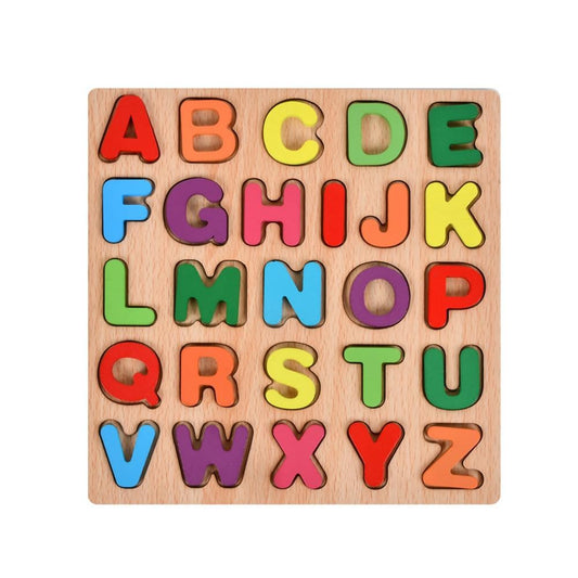 Tabla Montessori, Selexmo, din Lemn, Educatie Timpurie Alfabet, 26 Litere Lemn, +18 Luni, 20 x 20 cm, Vopsea pe Baza de Apa, Multicolor