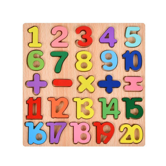 Tabla Montessori, Selexmo, din Lemn, Educatie Timpurie Cifre, 25 Piese Lemn, +18 Luni, 20 x 20 cm, Vopsea pe Baza de Apa, Multicolor